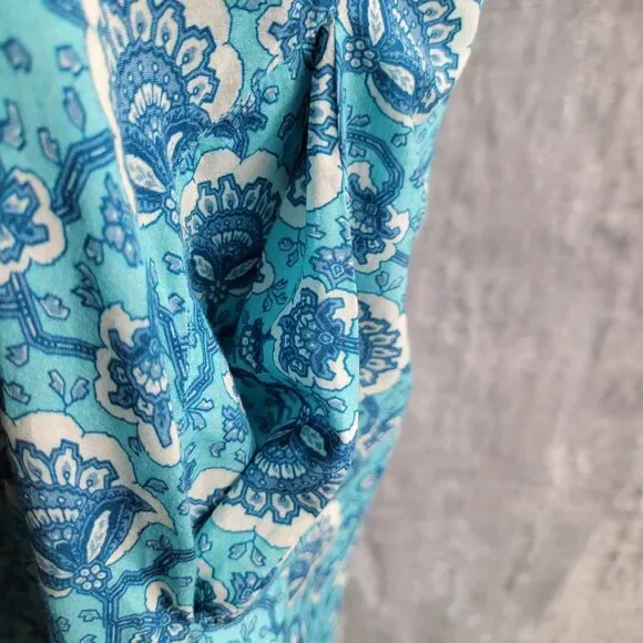 RHODE Aqua Lotus Tasha Midi Dress Size 4 Floral Print Flutter Cap Sleeve Ruffle - Picture 10 of 16